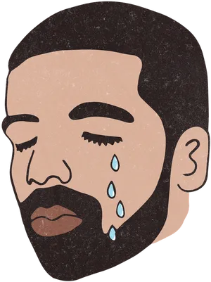 Crying Cartoon Portrait PNG Image