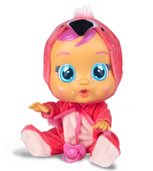 Crying Dollin Pink Robe PNG Image