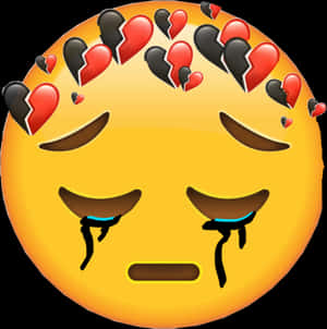 Crying Emojiwith Broken Hearts Crown PNG image with transparent background