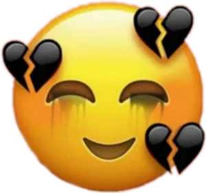 Crying Laughing Emojiwith Broken Hearts PNG Image