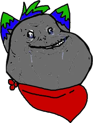 Crying Troll Face Cartoon Meme PNG Image