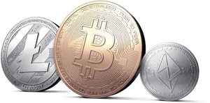 Cryptocurrency Coins Representation PNG Image