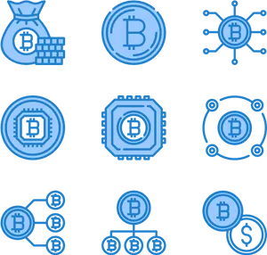 Cryptocurrency Concept Icons Set PNG Image