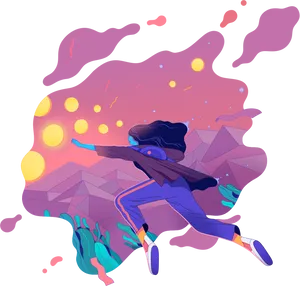 Cryptocurrency Dreamscape Levitation PNG Image