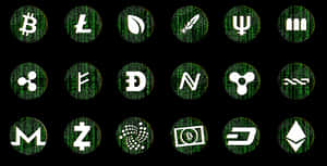 Cryptocurrency Icons Matrix Background PNG image with transparent background