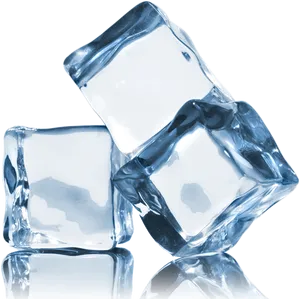 Crystal Clear Ice Cubes Reflection PNG Image