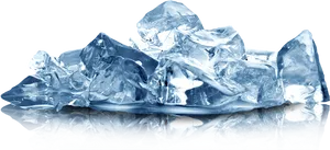 Crystal Clear Ice Cubes Reflection PNG Image