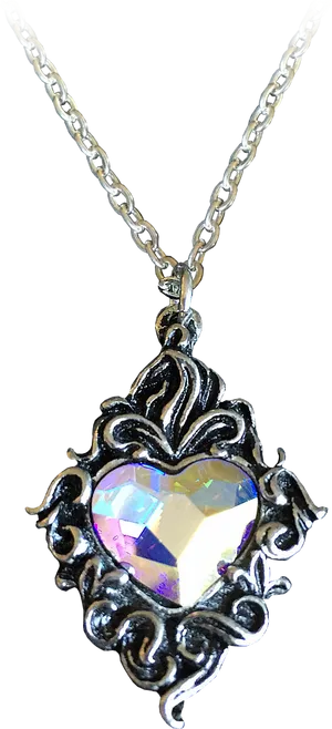 Crystal Heart Pendant Necklace PNG Image