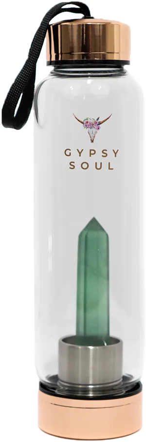 Crystal Infused Water Bottle Gypsy Soul Design PNG Image