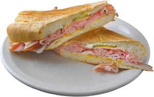 Cuban Sandwichon Plate PNG Image