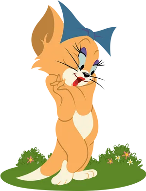 Cunning Jerry Standing On Grass PNG Image