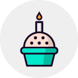 Cupcake With Candle Icon PNG Image