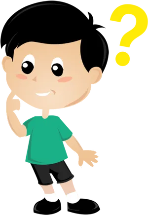 Curious Boy Cartoon Question Mark PNG Image