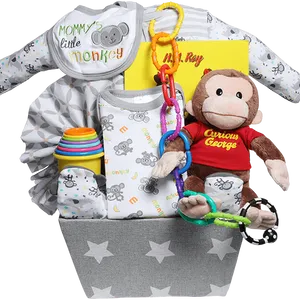 Curious George Baby Gift Basket PNG Image