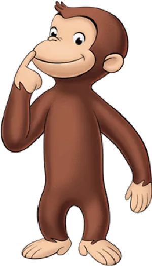 Curious George Thinking Pose PNG Image