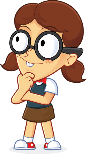 Curious Girl Cartoon Character PNG image with transparent background