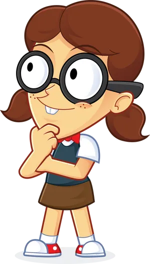 Curious Girl Cartoon Character PNG Image