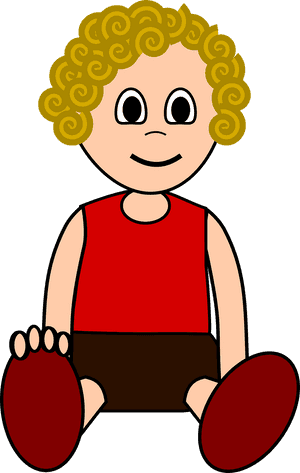 Curly Haired Cartoon Child PNG with transparent background