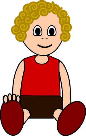 Curly Haired Cartoon Child PNG Image