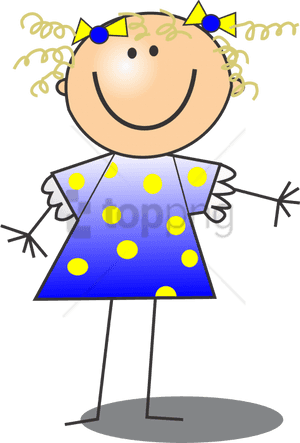 Stick Figure Girl With Curly Hair , Png Download - Stick Figure Girl Clipart, Transparent Png PNG image with transparent background