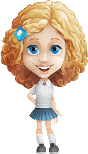 Little Blonde Girl With Curly Hair Cartoon Vector Character - Cartoon Girl With Curly Hair, HD Png Download PNG image with transparent background