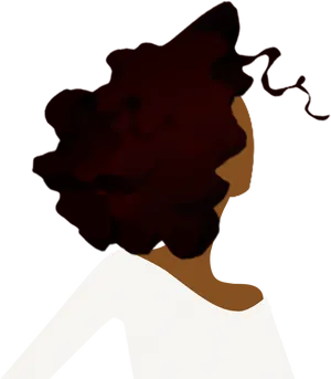 Curly Haired Silhouette Profile PNG Image