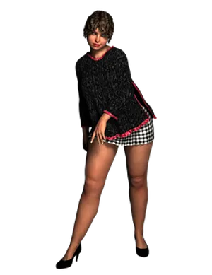 Curly Haired3 D Model Pose PNG Image