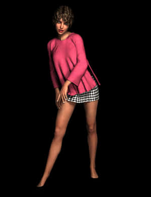 Curly Haired3 D Modelin Pink Sweater PNG image with transparent background