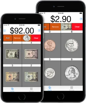 Currency Counting Mobile App Screenshots PNG Image