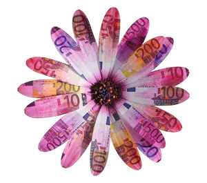 Currency Flower Creation PNG Image