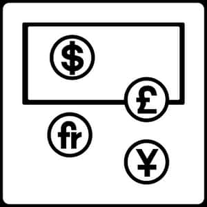 Currency Symbols Connection Graphic PNG with transparent background