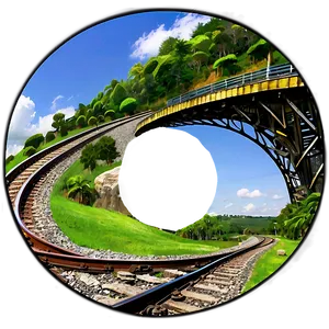 Curved Railway Tracks Scenic View Png Psi PNG Image