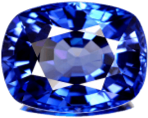 Cushion Cut Blue Sapphire Gemstone PNG