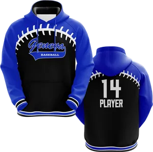 Custom Baseball Stitched Hoodie Design PNG Image