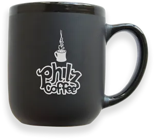 Custom Branded Black Coffee Mug PNG Image