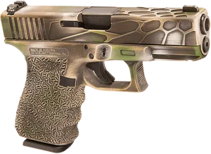 Custom Camo Glock Pistol PNG Image