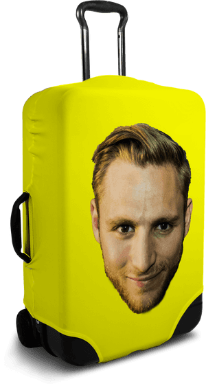 Custom Yellow Luggage Cover With Personalized Face'- Sushi Suitcase Cover, HD Png Download PNG image with transparent background
