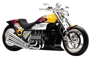 Custom Flame Paint Motorcycle PNG Image