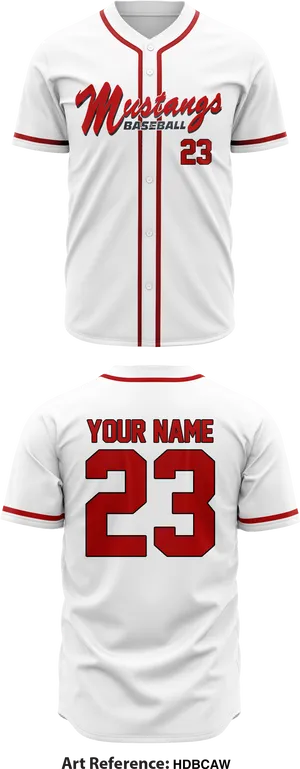 Custom Mustangs Baseball Jersey Template PNG Image