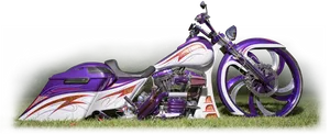 Custom Purple Motorcycleon Grass PNG Image