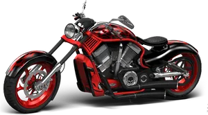 Custom Red Black Harley Davidson Motorcycle PNG Image