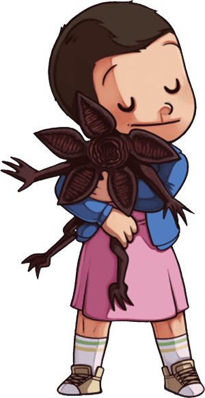 Custom Stranger Things Eleven And Demogorgon Cartoon, HD Png Download PNG image with transparent background