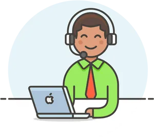 Customer Support Representative Cartoon PNG Image