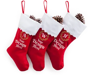 Customizable Christmas Stockings Mockup PNG Image