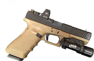 Customized Glock Pistolwith Accessories PNG Image