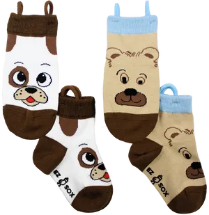 Cute Animal Face Socks PNG Image