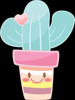 Cute_ Animated_ Cactus_ In_ Pot PNG with transparent background