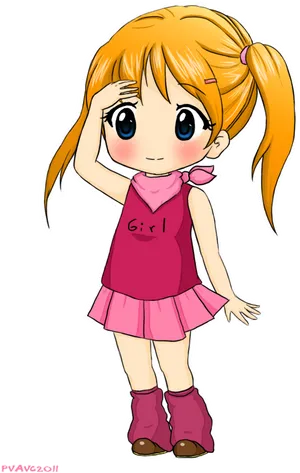 Cute Anime Girl Pink Outfit PNG Image