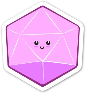 Cute Anthropomorphic D20 Dice Sticker PNG Image