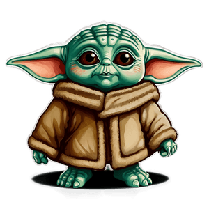 Cute Baby Yoda Cartoon Art PNG xdj52 PNG